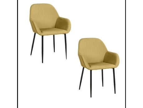 Conjunto De 2 Cadeiras C 55,7 Cm XL 59,2 Cm XA 85 Cm Giulia Amarelo Mostarda Ac Deco