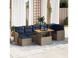 Vidaxl 8 Pcs Conjunto Sofás De Jardim C/ Almofadões Vime Pe Cinzento