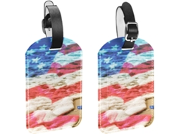 Conjunto De 2 Etiquetas Bagagem Em Couro Sintético Com A Bandeira Americana