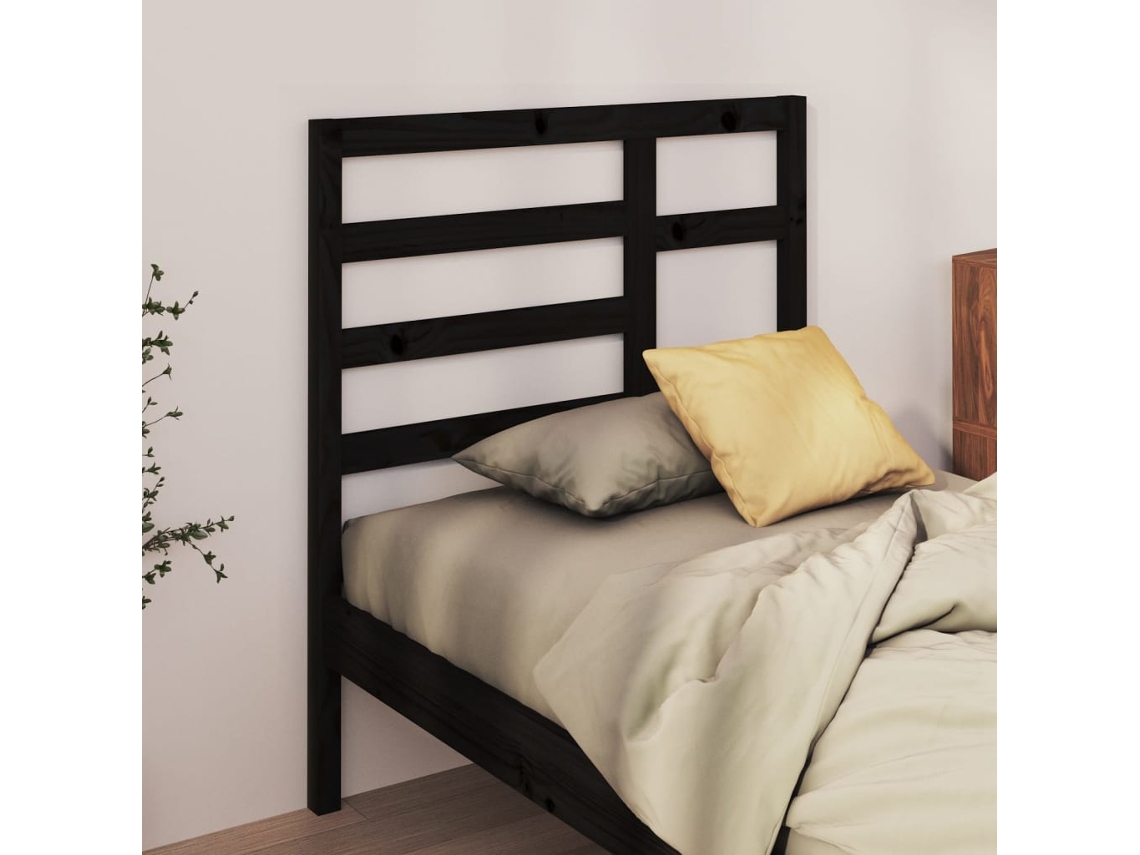 Vidaxl Cabeceira De Cama 106x4x104 Cm Pinho Maciço Preto