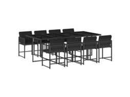 Conjunto de 9 Jantar para Jardim com Almofadões Vime Pe Preto MAISON EXCLUSIVE