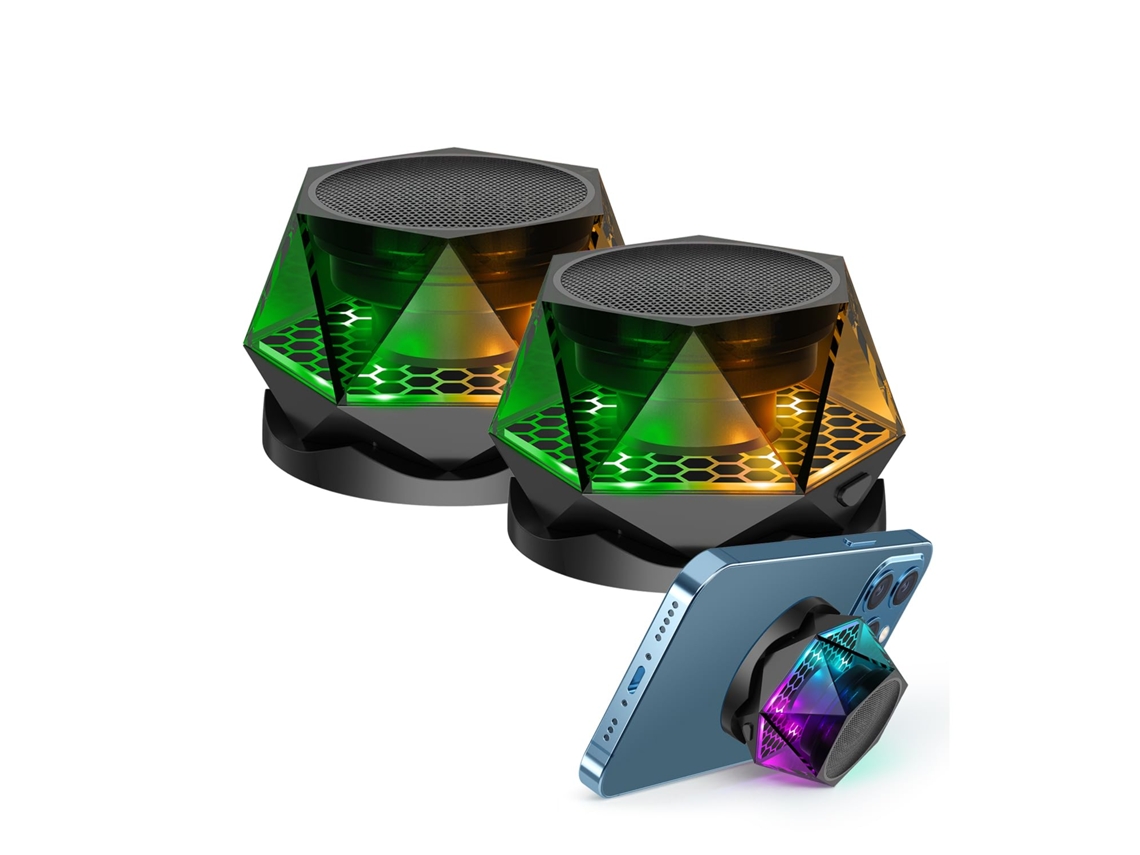 Alto Falantes Bluetooth Magnéticos Duplosefeito De Luz Multicolorido Função De Suporte Série Sem Fio Tws Zeuxo