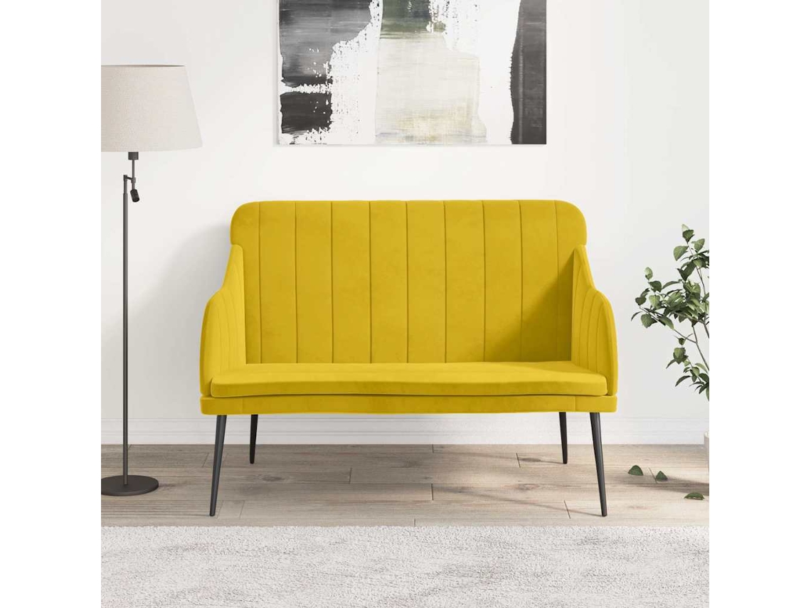 Vidaxl Banco 110x76x80 Cm Veludo Amarelo