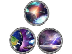 3 Piezas Pegatinas De Pared Espacio Exterior 3d Universo Galaxia Nave Espacial Autoadhesivas Desmontables