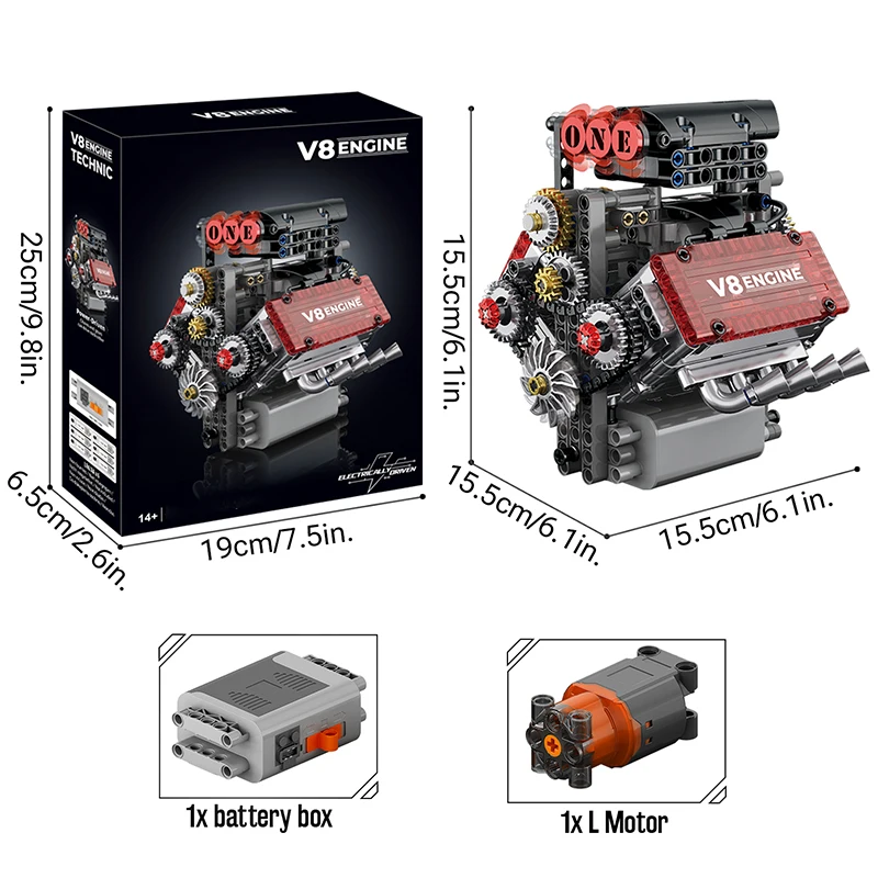 Modelo De Simulação De Motor V8 Elétrico Da Lego, Acionamento Elétrico, Tecnologia Lego, Peças Automotivas
