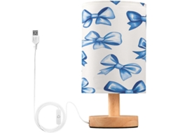 Luminária De Cabeceira Led Pequena Skyshu Com Base Madeira Antiderrapante E Cúpula Que Não Agride Os Olhos, Ideal Para