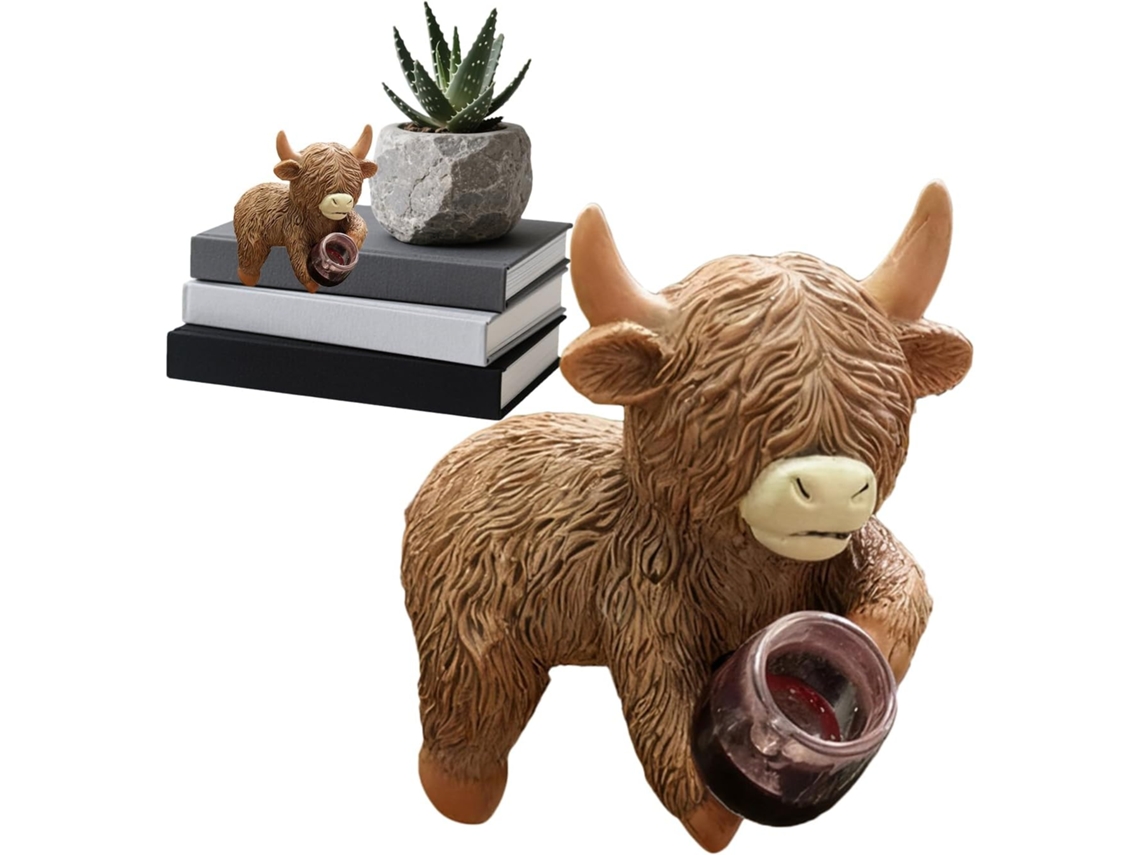 Figura de Animal, Gado, Divertido Bebendo, Prendedor de Vaso de Flores, Às Intempéries, para Uso no Jardim, na Varanda, CHABERLU