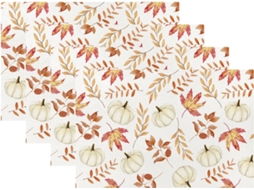 Guardanapos De Outono, Conjunto De 4 Guardanapos De Outono, Decorações De Outono Para Casa, Guardanapos De Abóbora Com Folhas De Bordo De 12 X 18 Pole