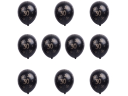 Pack de 10 Balões de Látex para Aniversário, Casamento e Festa, Preto, 30cm LAXISCREED