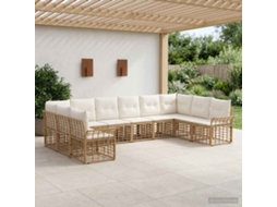 Vidaxl Conjunto De Sofás Para Exterior 10 Pcs Natural E Branco Creme