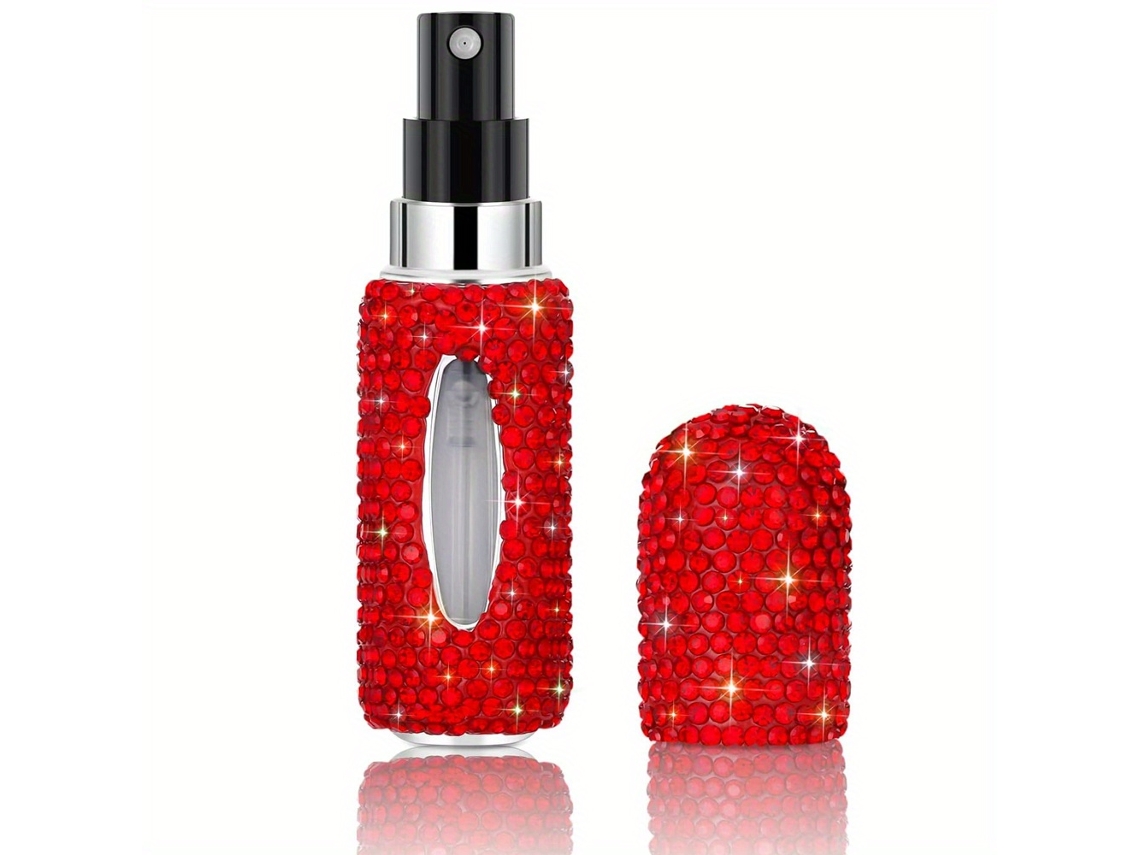 (vermelho) Frasco De Perfume Portátil Reutilizável De 5 Ml Com Bico Spray Em Formato De Diamante Brilhante