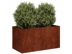 Floreira Vaso de Jardim HARLANV1 Enferrujada 80x40x40cm Aço Resistente
