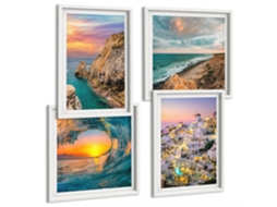 Composição De Quadros Paisagens Litorâneas Praias Espelharte (4 Peças)