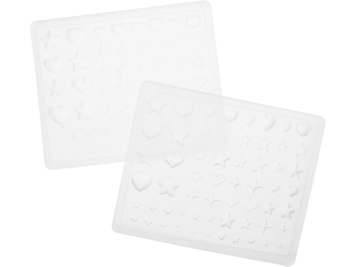 Conjunto De 2 Moldes Flexíveis De Silicone Para Decoração De Unhas Em Formato De Estrela E Coração.