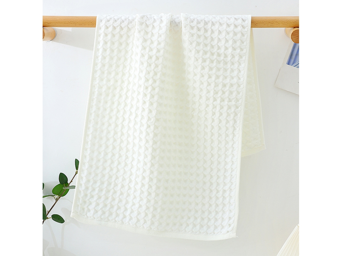 Toalha Waffle em Puro Algodão, Absorvente e de Secagem Rápida, Branca/ 35x80cm BRILVIBERA