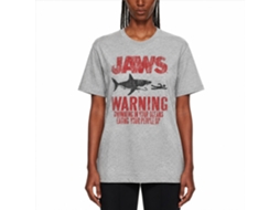 Rockinstone Jaws Movie Warning Heather Gray Adult T-shirt Size:m