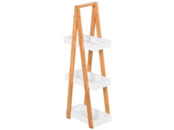 Armário Casa de Banho Bambú e Mdf Cor Madeira Natural e Branco 30x18x81 cm Kleankin