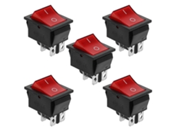 Interruptor De Alavanca De Plástico Vermelho Kcd4 De 4 Pinos, Conjunto De 5 Peças, Com Luz Indicadora.