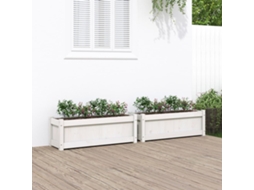 Vidaxl Vasos/floreiras De Jardim 2 Pcs Madeira De Pinho Maciça Branco