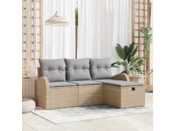 Vidaxl Conjunto De Sofás 4 Unid. Bege E Cinza Claro Vime Pe