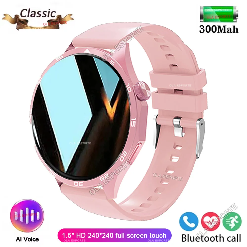 GPS Track Smart Watch MDUG com tela Amoled, NFC, chamadas Bluetooth, à prova d'água, monitoramento de sono (rosa)