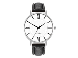 Relógio de Quartzo Feminino com Pulseira de Couro Pu Estilo Minimalista Números Romanos Preto