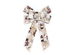 Laxiscreed Fita De Natal Com Laço De 5,3 Cm, Padrão Boneco De Neve, Tom Khaki Para Decoração De Natal