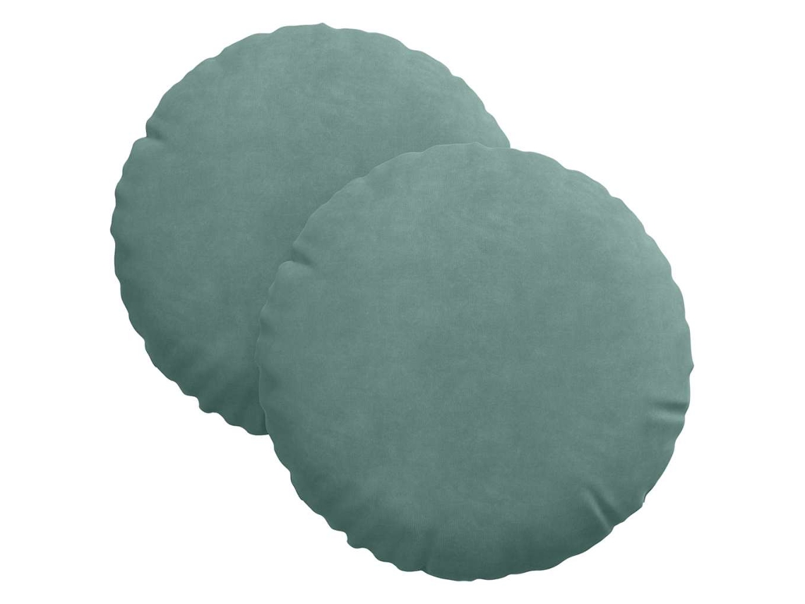 Almofadas de Assento 2 Pcs Verde do Mar Ø 40 X 13 Cm Veludo HARLANV1