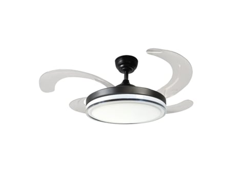 Ventilador de Teto Led, Lâminas Dobráveis, Ø110cm, 6 Velocidades, Motor Dc de 35 W, Verão/Inverno, 3 Tons de Luz, Ajustável, Controle Remoto/app AZABAK