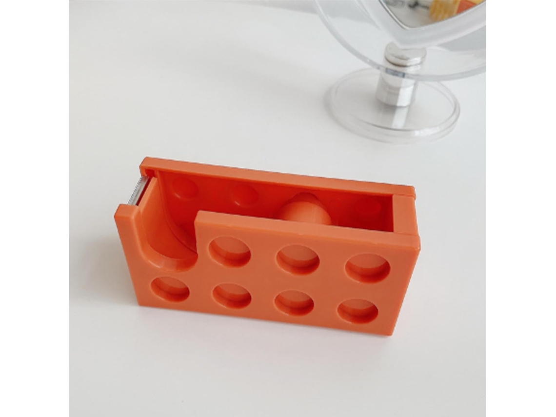 Dispensador de fita adesiva em formato de bloco para montar, fácil de cortar, ideal para escola, mesa de trabalho e sala de estar.