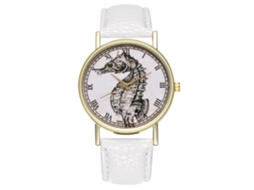 Reloj De Muñeca Analógico De Cuarzo Con Dial Redondo Para Mujer Y Hombre Zhoulianfa Blanco