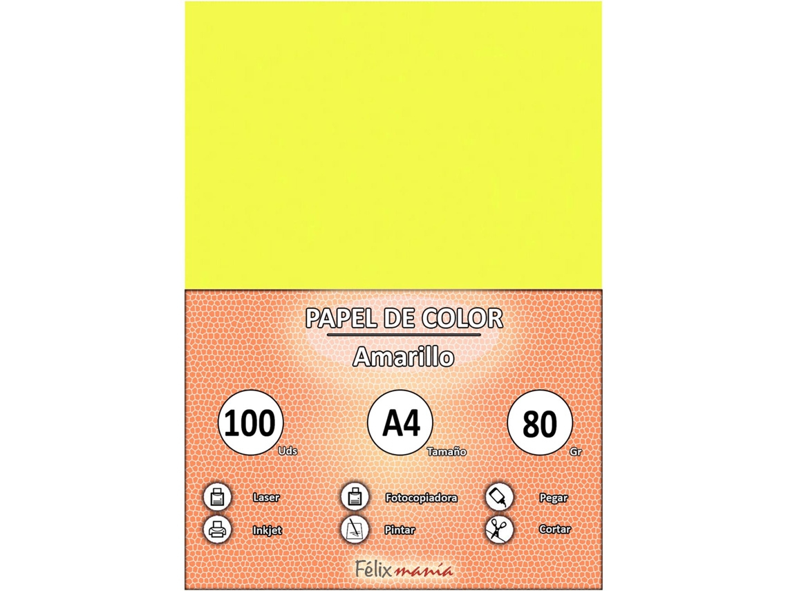 Papel 80Gr A4 Amarelo 100 Folhas