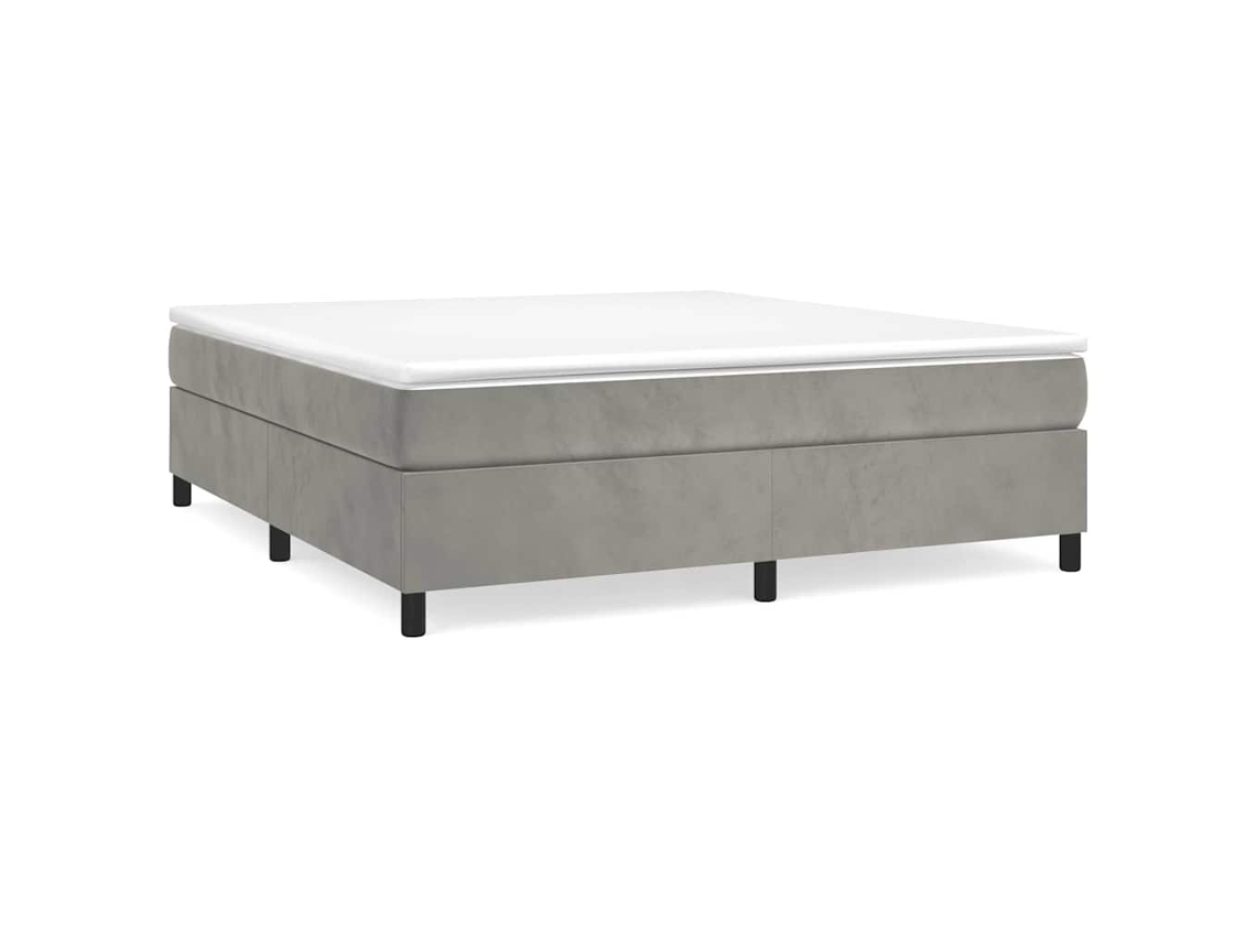 Cama Boxspring Vidaxl Cinzeto Veludo (203 X 160 X 35 Cm)