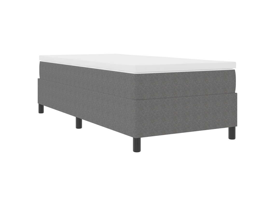 Cama Box Spring Com Colchão Cinza Claro Tecido De Corduroy Vidaxl Grey Fabric (100x200 Cm)