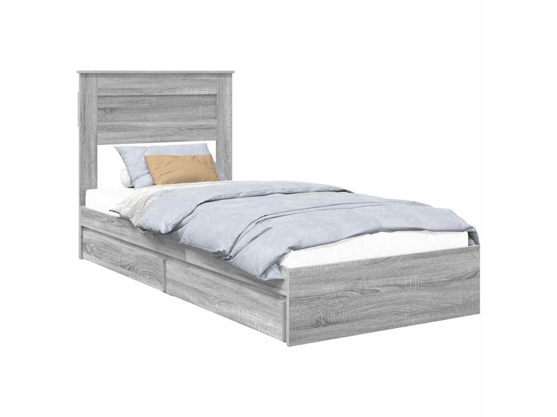 Cama com Armazenamento Cinza Sonoma 90x200 cm MAISON EXCLUSIVE