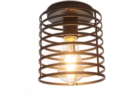 KOFIHETY Farmhouse Mini Cage Ceiling Light, Industrial Black Semi Flush Mount Com Altura De Suspensão Ajustável, Para Vários Ambientes Internos, Incluindo Sala