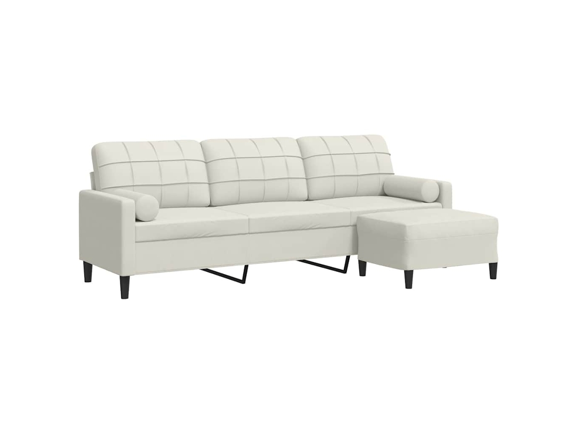 Maison Exclusive - Sofá De 3 Lugares Com Apoio De Pés 210 Cm Veludo Cor Creme