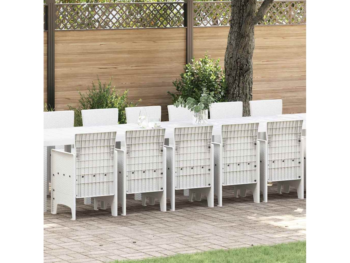 Vidaxl Conjunto De Jantar Para Jardim Com Almofadas 17 Unid. Branco Pp