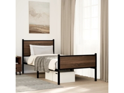Vidaxl Estrutura De Cama Sem Colchão 75x190 Cm Metal Carvalho Castanho