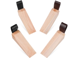 Conjunto De 4 Cunhas De Porta De Madeira Antiderrapantes E Resistentes Para Segurança.