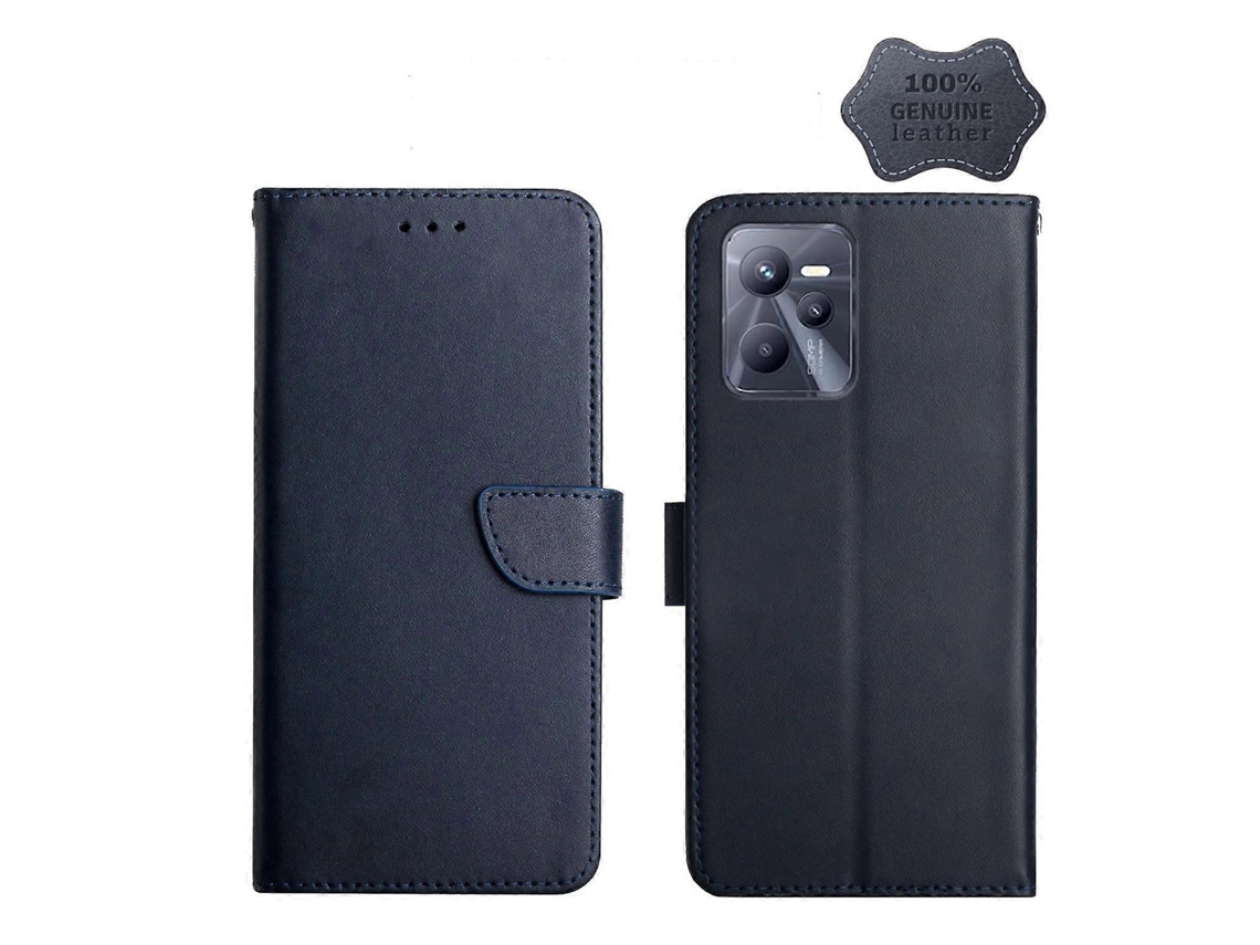 Capa De Couro Com Flip Horizontal À Prova De Impressões Digitais Para Oppo Realme C35