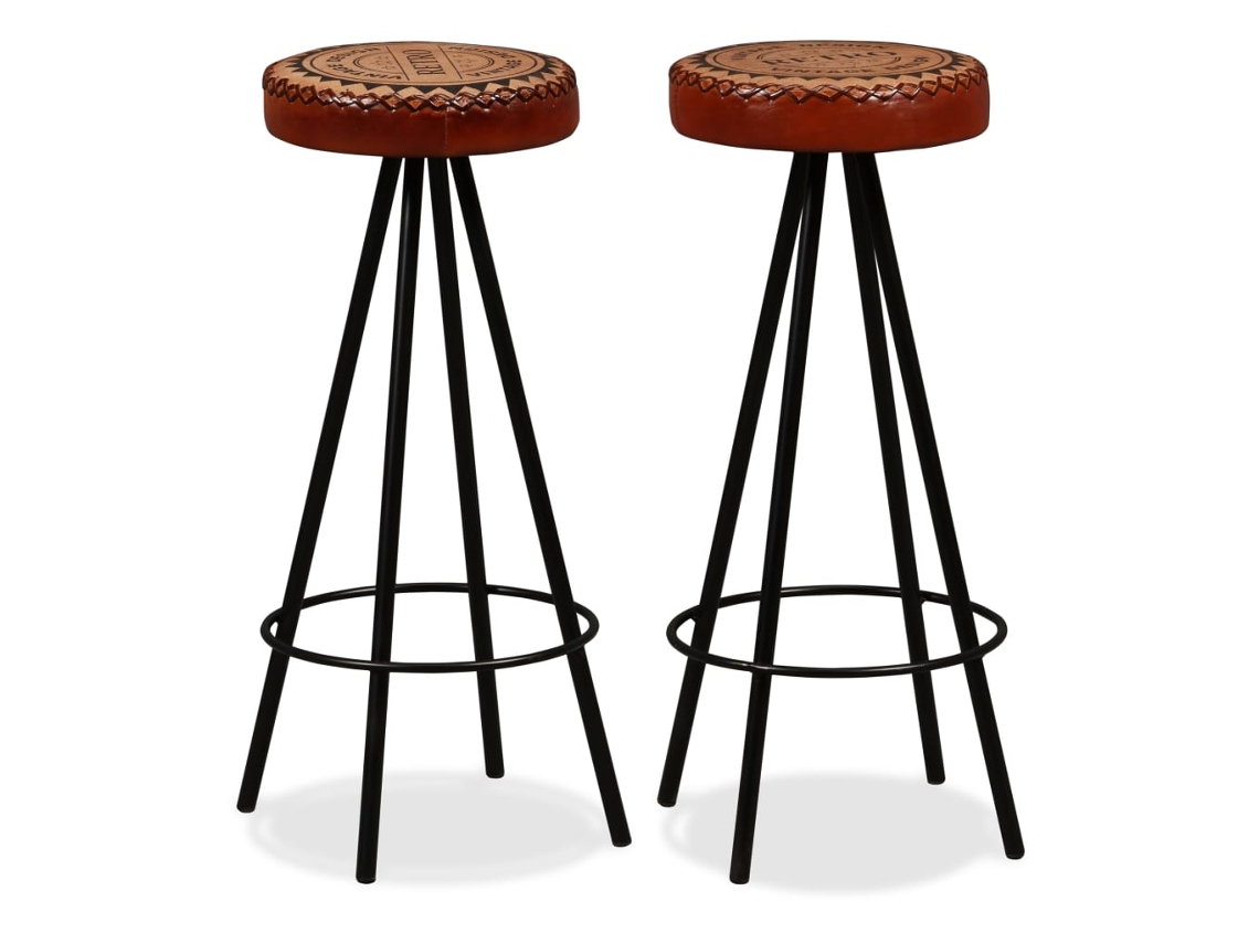 Vidaxl Bancos De Bar 2 Pcs Couro Genuíno