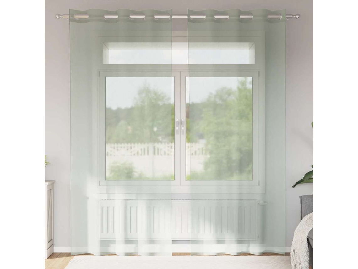 Vidaxl Cortinas De Voile Com Ilhós 2 Pcs Cinzento-claro 140x245 Cm