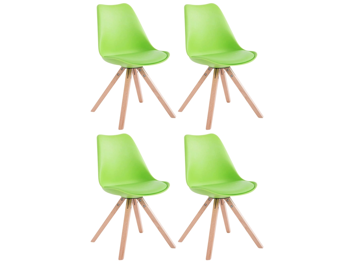 Conjunto de 4 cadeiras Toulouse em imitação de pele Square verde/natura CLP