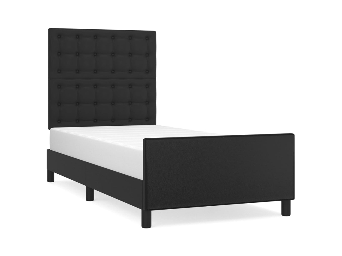 Bed Frame With Headboard, Bed Frames With Headboards Vidaxl Preto Couro Artificial (100 X 200 Cm)