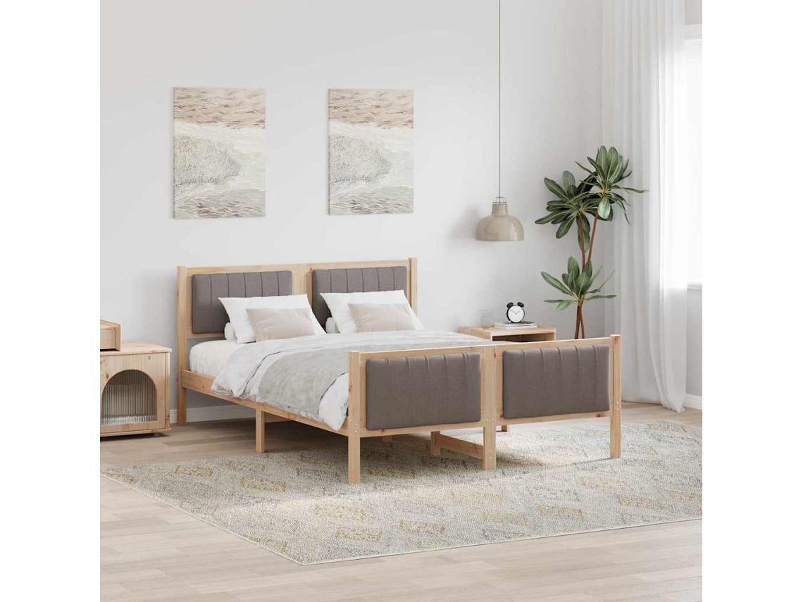 Vidaxl Estrutura Da Cama Com Cabeceira Marrom E Taupe 135 X 190 Cm