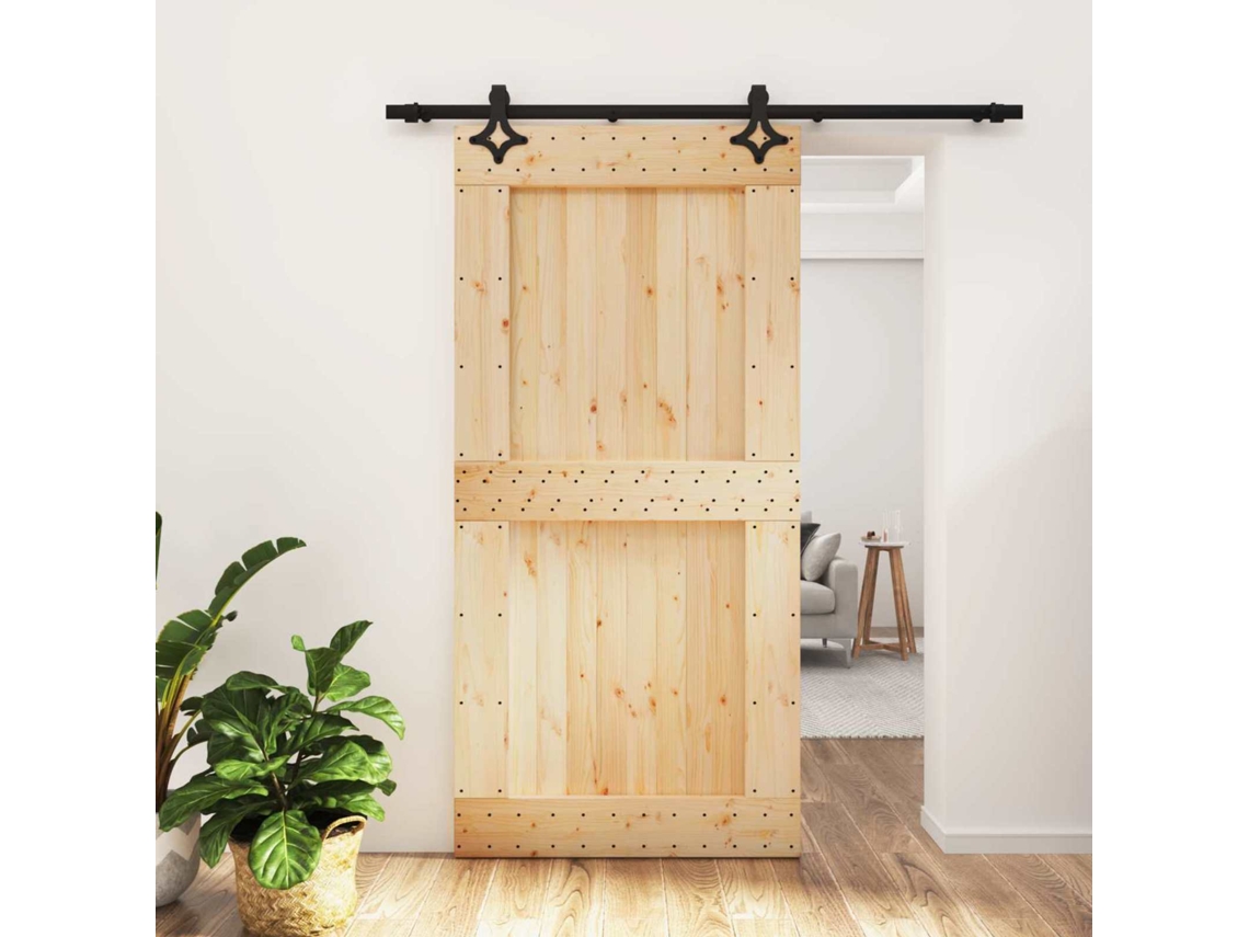 Vidaxl Porta Deslizante 100 X 210 Cm Natural E Preto