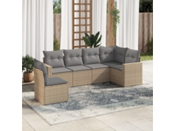 Vidaxl 6 Pcs Conjunto De Sofás P/ Jardim Com Almofadões Vime Pe Bege
