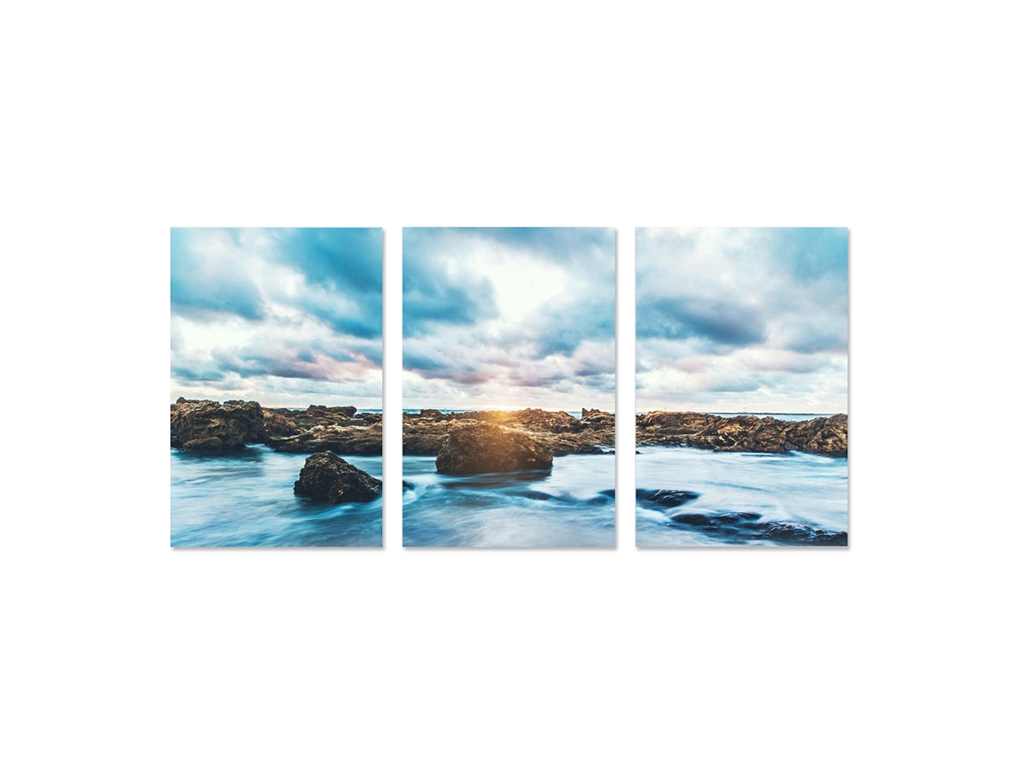 Laxiscreed Pintura Decorativa De Paisagem Marítima Com Recifes E Céu Azul Para Escritórios E Residências