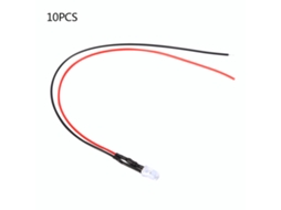 10 Peças Diodo LED 5mm 12v, Fio, Multicolor, 20cm